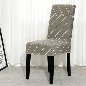 Khaki Herringbone Tile Pattern Dining Chair Cover