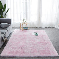 Red / Pink 2-Tone Faux Fur Plush Shag Area Rug Floor Mat