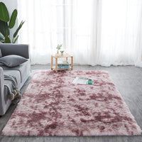 Red / Pink 2-Tone Faux Fur Plush Shag Area Rug Floor Mat