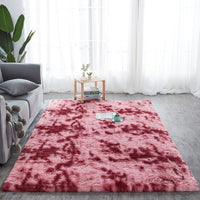 Red / Pink 2-Tone Faux Fur Plush Shag Area Rug Floor Mat