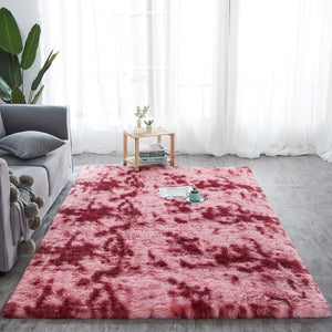 Red / Pink 2-Tone Faux Fur Plush Shag Area Rug Floor Mat