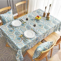 Blue / Gold Abstract Geometric Pattern Waterproof Tablecloth