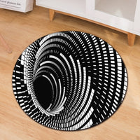 Round 3D Black & White Optical Illusion Floor Mat