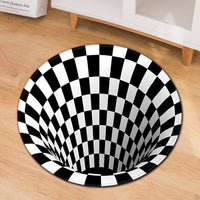 Round 3D Black & White Optical Illusion Floor Mat