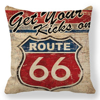 18" Retro Route 66 RV Road Trip Throw Pillow Cover