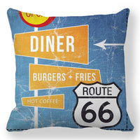 18" Retro Route 66 RV Road Trip Throw Pillow Cover