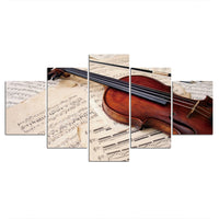 5-Piece Classical Violin Music Paper Canvas Wall Art