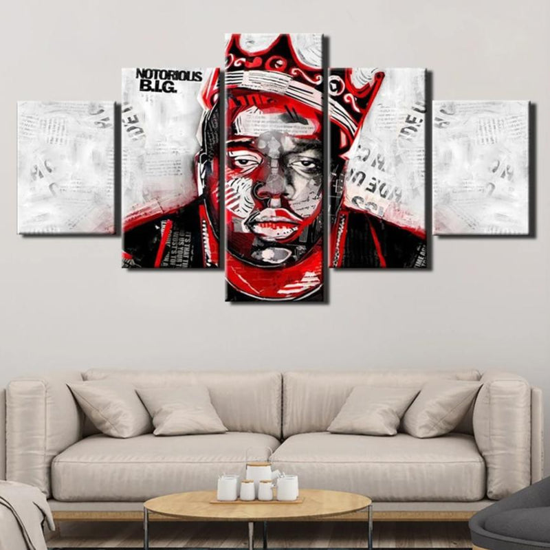 5-Piece Abstract Biggie / Notorious B.I.G. Canvas Wall Art