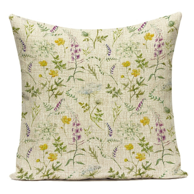 18" Vintage Wildflower Floral Print Throw Pillow Cover