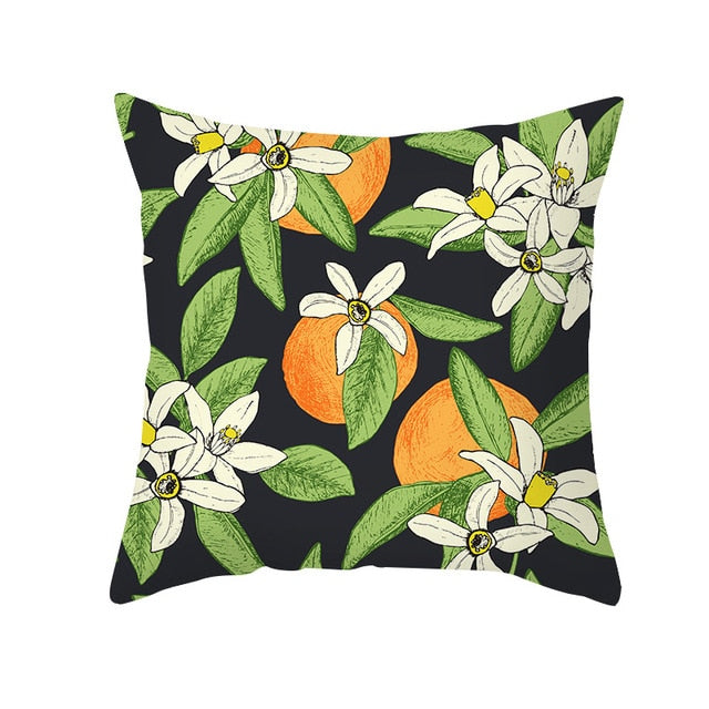 18" Colorful Summer Fruit Print Microfiber Throw Pillow Cover