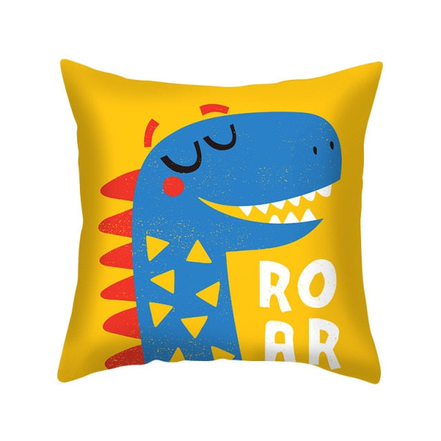 18" Kids Cartoon Dinosaur Microfiber Throw Pillow Cover