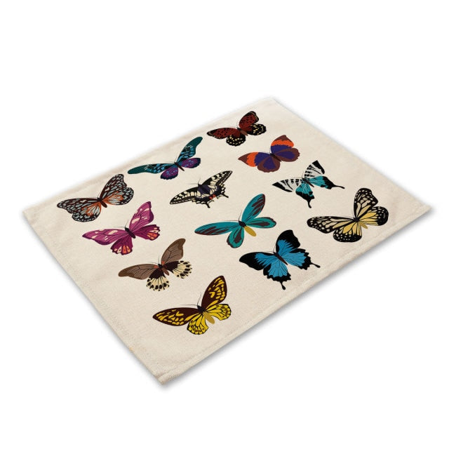 Multi-Color Flying Butterfly Print Table Placemat