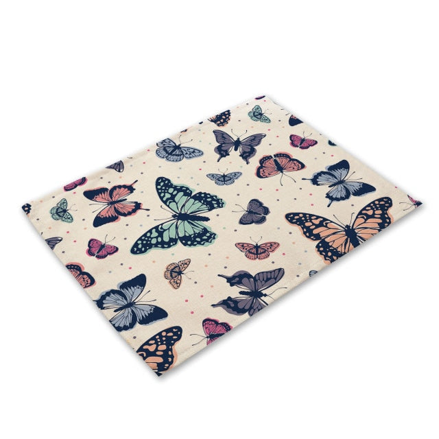 Multi-Color Flying Butterfly Print Table Placemat