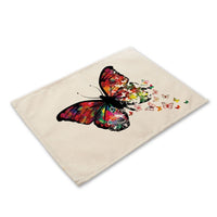 Multi-Color Flying Butterfly Print Table Placemat