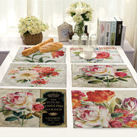 Vintage Rose / Tulip / Peony Flower Print Table Placemat