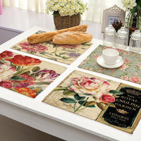 Vintage Rose / Tulip / Peony Flower Print Table Placemat