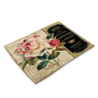 Vintage Rose / Tulip / Peony Flower Print Table Placemat