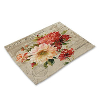 Vintage Rose / Tulip / Peony Flower Print Table Placemat