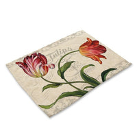 Vintage Rose / Tulip / Peony Flower Print Table Placemat