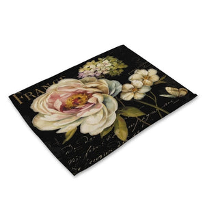 Vintage Rose / Tulip / Peony Flower Print Table Placemat