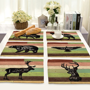 Rustic Striped Nordic Forest Animal Table Placemat