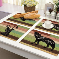 Rustic Striped Nordic Forest Animal Table Placemat