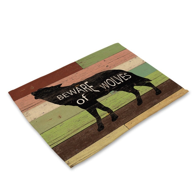 Rustic Striped Nordic Forest Animal Table Placemat