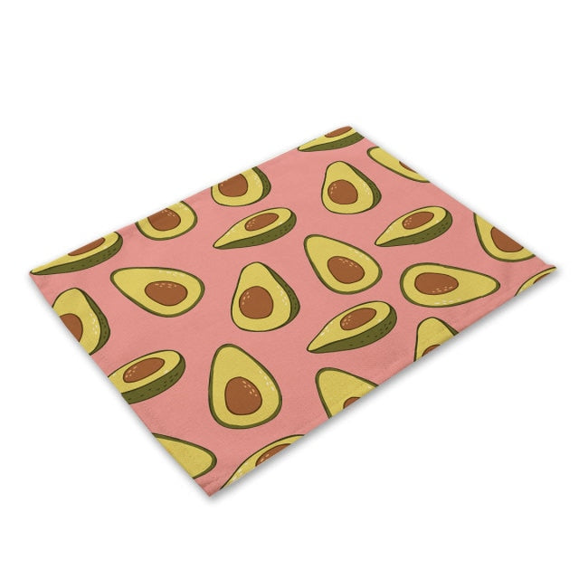 Green Cartoon Avocado Pattern Table Placemat