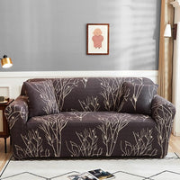 Brown Floral Tree Branch Pattern Sofa Couch Cover