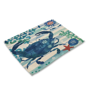 Vintage Retro Nautical Ocean Sea Life Table Placemat