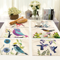 Colorful Ditsy Cartoon Bird Print Table Placemat