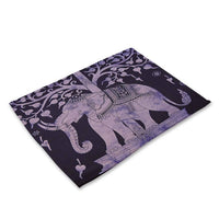 Multi-Color Painted Boho Elephant Print Table Placemat