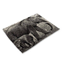 Multi-Color Painted Boho Elephant Print Table Placemat