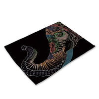 Multi-Color Painted Boho Elephant Print Table Placemat