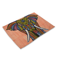 Multi-Color Painted Boho Elephant Print Table Placemat