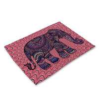 Multi-Color Painted Boho Elephant Print Table Placemat