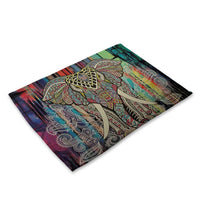 Multi-Color Painted Boho Elephant Print Table Placemat