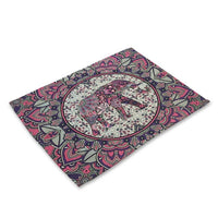 Multi-Color Painted Boho Elephant Print Table Placemat