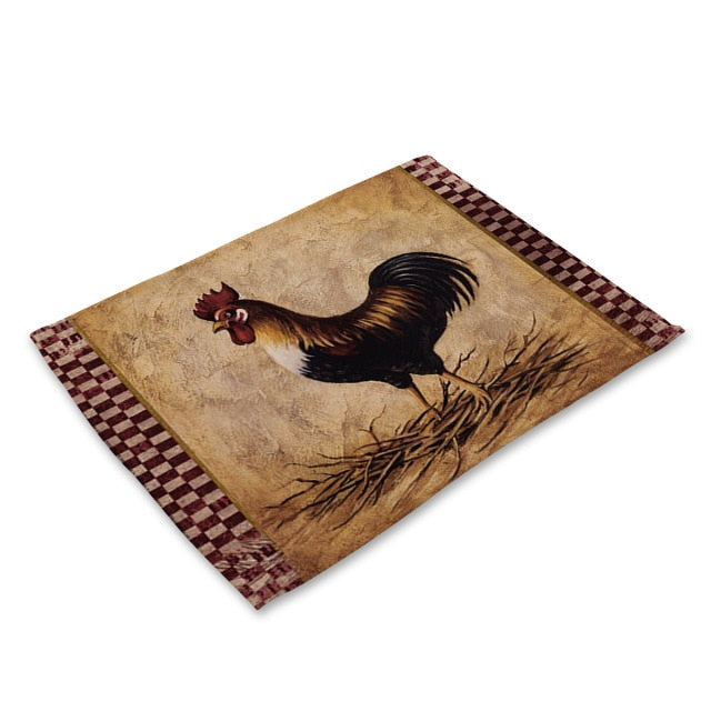 Vintage Country Chicken / Rooster Print Table Placemat