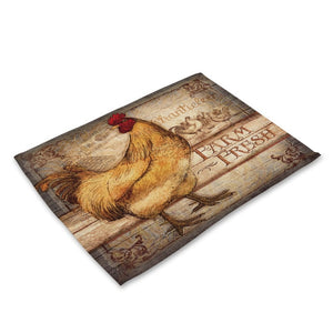 Vintage Country Chicken / Rooster Print Table Placemat