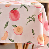 Pink / Orange Peach Fruit Pattern Waterproof Tablecloth