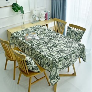 Green US Dollar Bill Money Print Waterproof Tablecloth