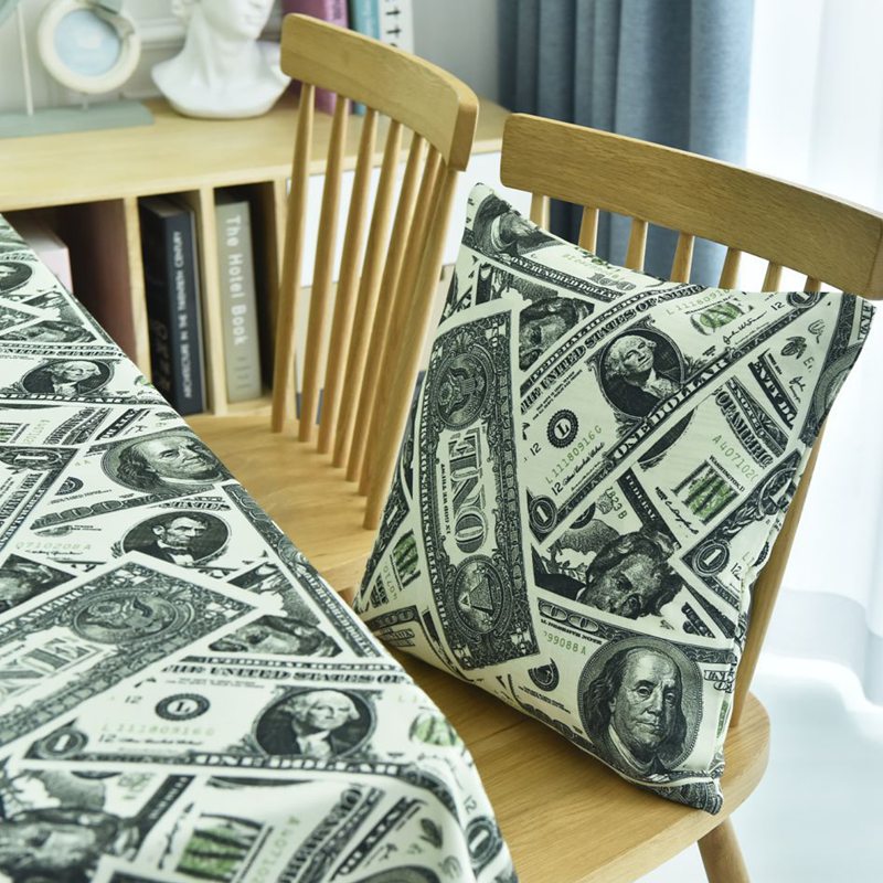 Green US Dollar Bill Money Print Waterproof Tablecloth