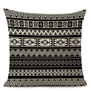 18" Black Tribal Aztec Pattern Throw Pillow Cover
