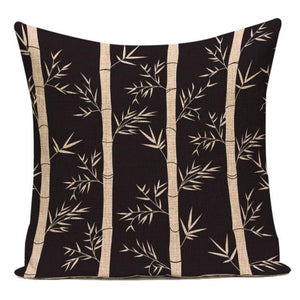 18" Tropical Bamboo Leaf Print Throw Pillow Cover