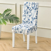 Blue / White Floral Leaf Pattern Dining Chair Cover
