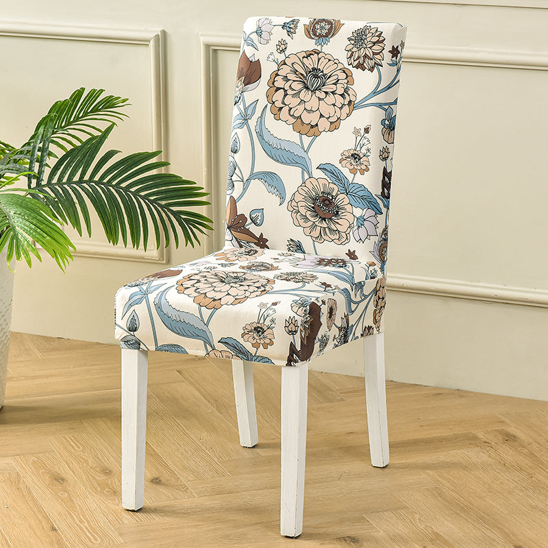 Beige / Blue Vintage Floral Pattern Dining Chair Cover