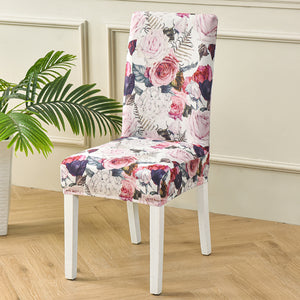 Pink Vintage Floral Pattern Dining Chair Cover