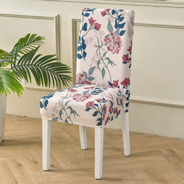 Pink Vintage Floral Pattern Dining Chair Cover