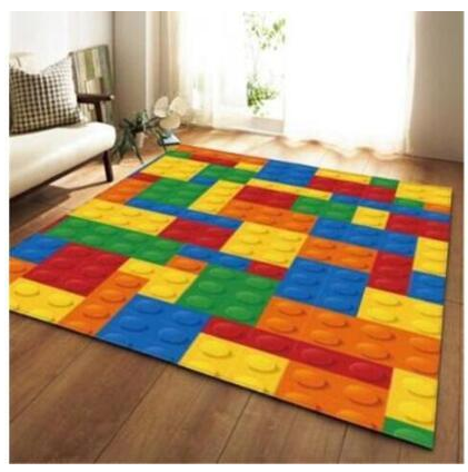 Colorful Kids Lego Print Area Rug Floor Mat